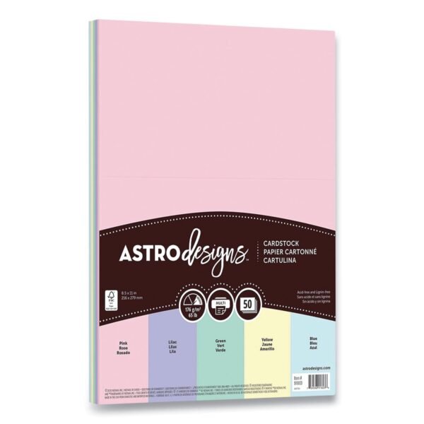 Astrobrights Color Cardstock, 65 lb Cover Weight, 8.5 x 11, Assorted Pastel Colors, 50/Pack (91803)