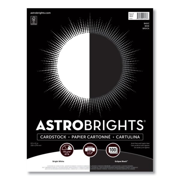 Astrobrights Color Cardstock - "Basic" Assortment, 65 lb Cover Weight, 8.5 x 11, Assorted Basic Colors, 100/Pack (91647)