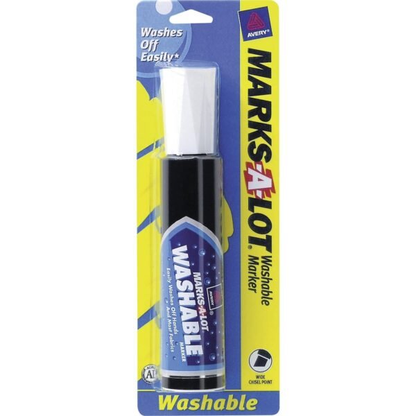 Avery® Marks A Lot Jumbo Washable Marker Chisel Marker Point - Washable - Black Ink - Water Based - Black Barrel - 1 Each (24158)