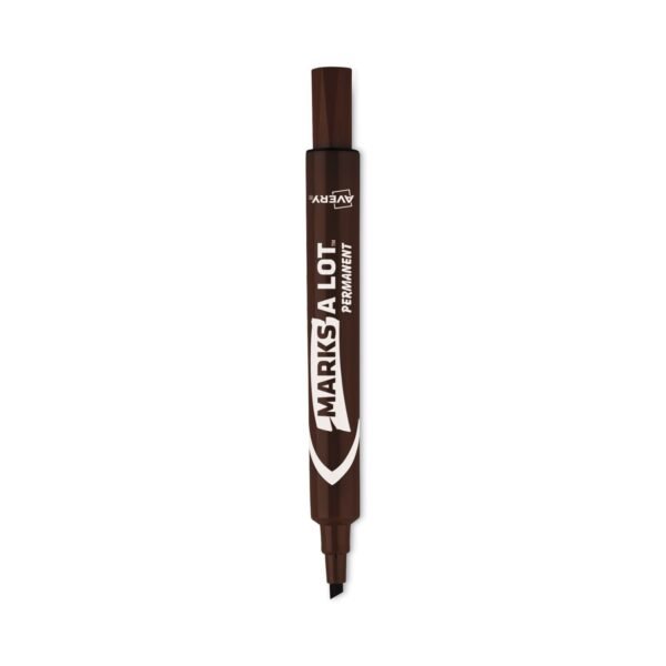 Avery MARKS A LOT Large Desk-Style Permanent Marker, Broad Chisel Tip, Brown, Dozen (8881) (08881)