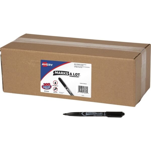 Avery® Marks-A-Lot Value Pack Pen-Style Permanent Markers Bullet Marker Point - Black Ink - 200 / Carton (29850)