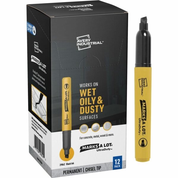 Avery® Ultra Duty Marks-A-Lot Permanent Markers 0.5 mm Chisel Marker Point - Black Ink - 12 / Pack (29842)