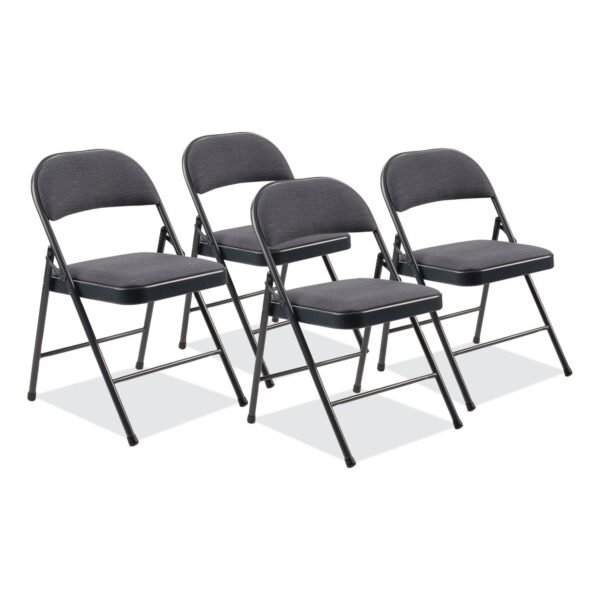 BASICS by NPS 970 Series Fabric Padded Steel Folding Chair, Supports Up to 250 lb, 17.75" Seat Height, Star Trail Blue, 4/Carton (974)