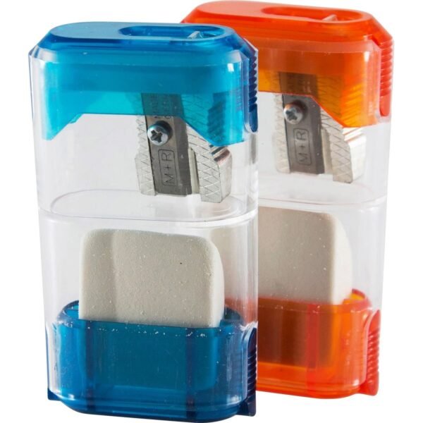 Baumgartens Single-Hole Trap Door Pencil Sharpener with Eraser Handheld - 1 Hole(s) - 2.6" Height x 1" Width - Plastic - Assorted - 1 Each (19550)