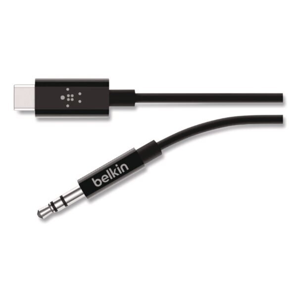 Belkin RockStar 3.5mm Audio Cable with USB-C Connector, 3 ft, Black (F7U079BT03BL)