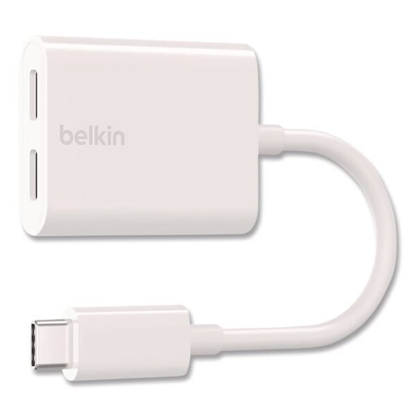 Belkin RockStar USB-C Audio + Charge Adapter, White (F7U081BTWH)