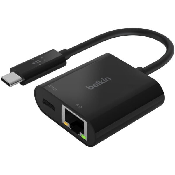 Belkin USB-C to Ethernet + Charge Adapter USB Type C - 1 Port(s) - 1 - Twisted Pair - 1000Base-T - Portable (INC001BKBL)