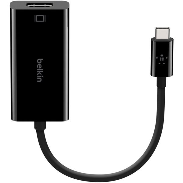 Belkin USB-C to HDMI Adapter Cable, 4k, video adapter - black - Thunderbolt 3/DisplayPort 1 x USB Type C Male - 1 x HDMI HDMI 2.0 Female - 4096 x 2160 Supported - Black - 1 Each...