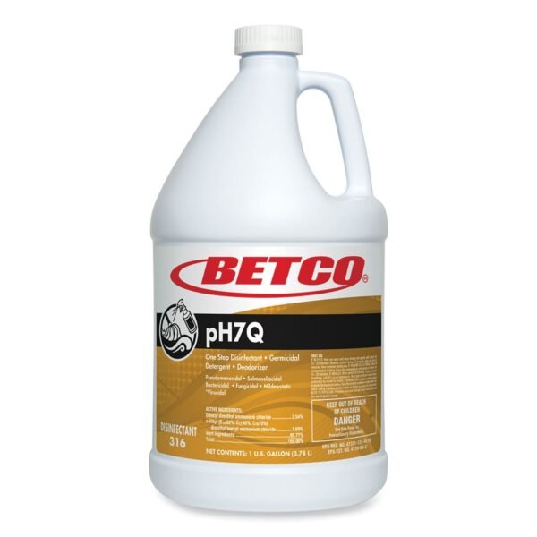 Betco pH7Q Dual Neutral Disinfectant Cleaner, Lemon Scent, 1 gal Bottle, 4/Carton (3160400)