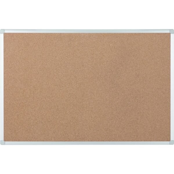 Bi-silque Ayda Cork Bulletin Board 0.50" Board Height x 18" Board Width x 24" Board Depth - Cork Surface - Self-healing, Durable, Resilient, Heavy-gauge - Aluminum Frame - 1...