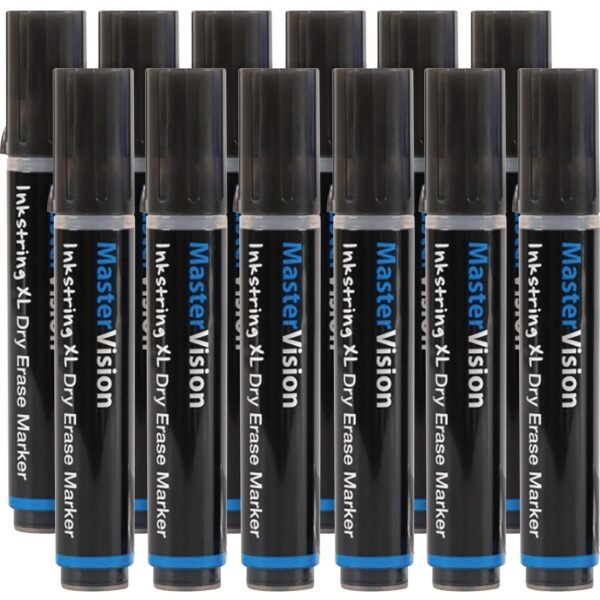 Bi-silque Inkstring XL Dry Erase Markers 3 mm Bullet Marker Point - Erasable - Black Ink - Gel-based - 12 / Pack (PE4301)