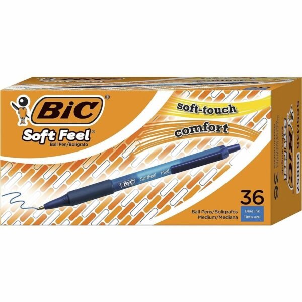 BIC SoftFeel Retractable Ball Pens 1 mm Medium Pen Point - Retractable - Blue Ink - Blue Barrel - 36 / Box (SCSM361BE)