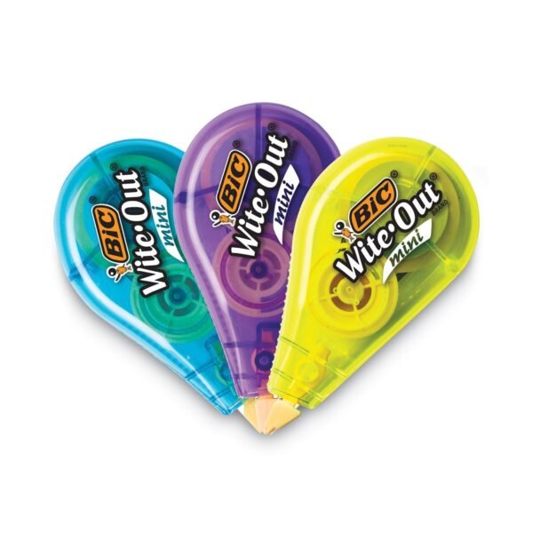 BIC Wite-Out Brand Mini Correction Tape, Non-Refillable, 0.2" x 26.2 ft, Assorted (WOTM11)