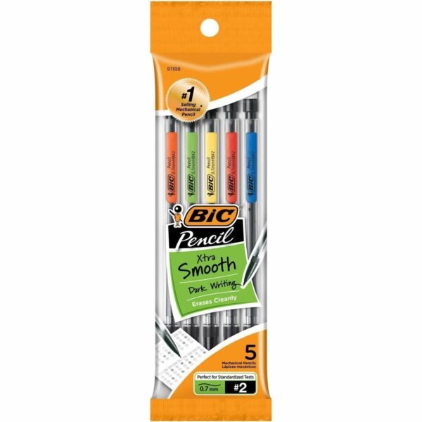 BIC Xtra-Smooth No. 2 Mechanical Pencils With Erasers 0.7 mm Lead - #2 - 5 / Pack (MPP51)