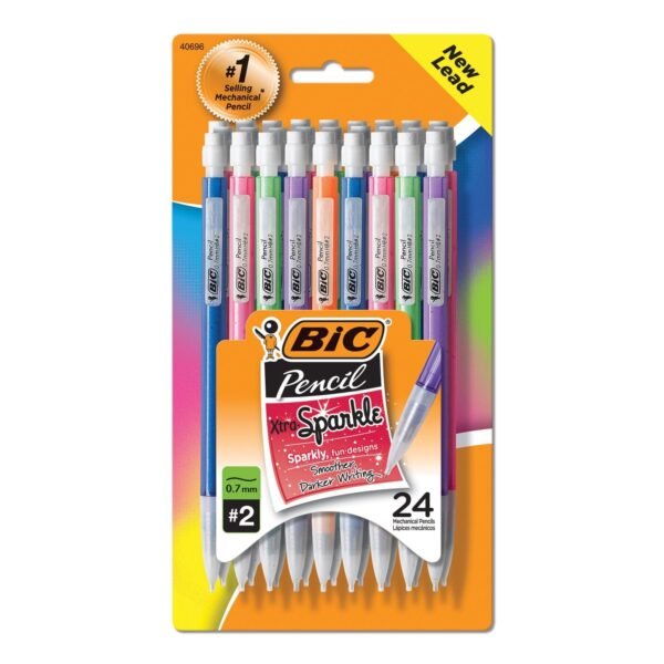 BIC Xtra-Sparkle Mechanical Pencil Value Pack, 0.7 mm, HB (#2), Black Lead, Assorted Barrel Colors, 24/Pack (MPLP241)