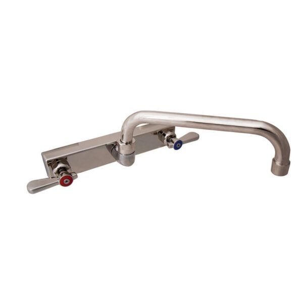 BK Resources Evolution Splash Mount Stainless Steel Faucet, 4.88" Height/10" Reach, Stainless Steel (EVO8SM10)