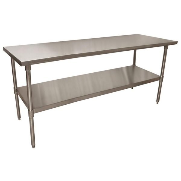 BK Resources Stainless Steel Flat Top Work Tables, 72w x 30d x 36h, Silver, 2/Pallet (2VT7230)