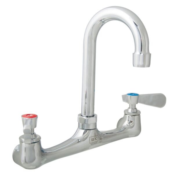 BK Resources WorkForce Standard Duty Faucet, 12.38" Height/8" Reach, Chrome-Plated Brass (BKFW8GM)