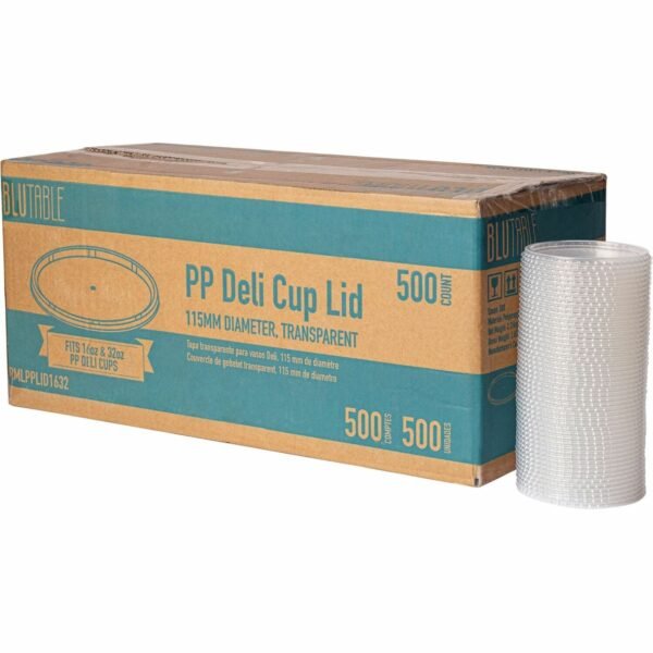 BluTable 16 oz/32 oz Round Deli Tub Container Lids Polypropylene - Clear - 500 / Carton (PPLID1632)
