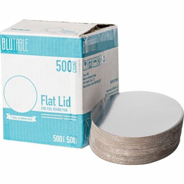 BluTable 7" Round Foil Pan Flat Board Lids Round - White, Silver - 500 / Carton (FOILLID7)