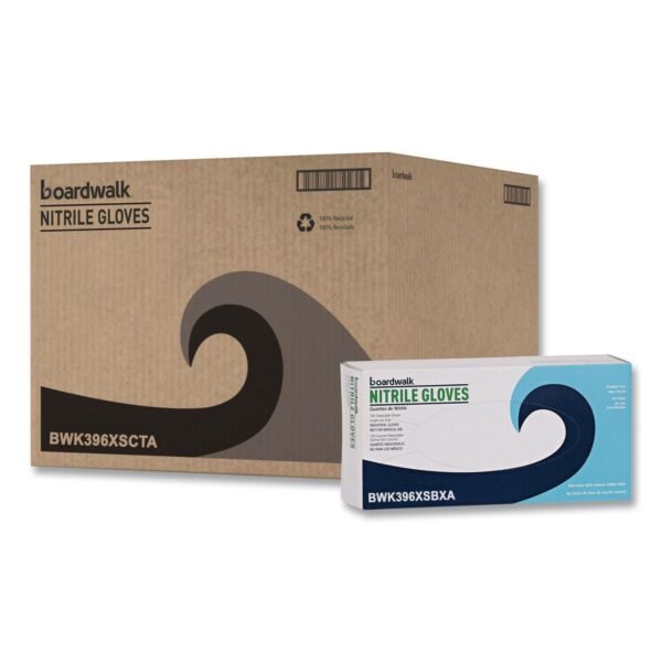 Boardwalk 396 Series Disposable General-Purpose Nitrile Gloves, Powder-Free, X-Small, 4.4 mil Thick, 9.5" Long, Black, 100/Box,10 BX/CT (396XSCTA)