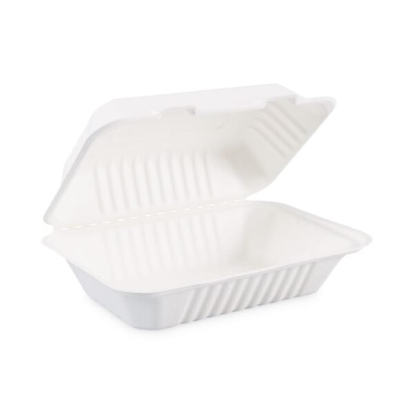 Boardwalk® Bagasse 1-Compartment Containers, 250 Containers (BWKHINGEWFHG1C9)