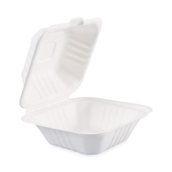 Boardwalk® Bagasse Food Containers, Hinged-Lid, 500 Containers (BWKHINGEWF1CM6)