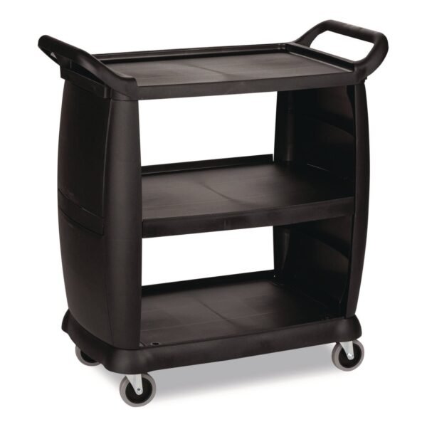 Boardwalk Bussing Cart, Plastic, 3 Shelves, 300 lb Capacity, 18 x 36.25 x 38, Black (BCART3)