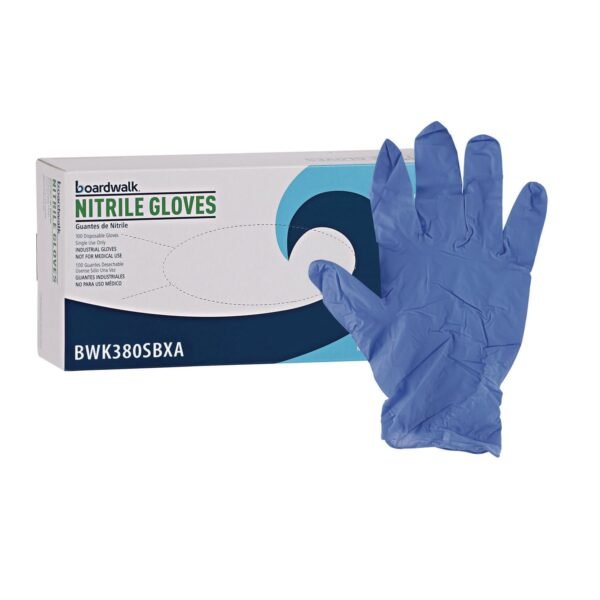 Boardwalk® Disposable Nitrile Gloves, Small, Blue, 4 mil, 100/Box (BWK380SBXA)
