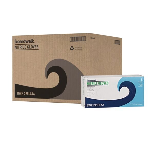 Boardwalk® Disposable Powder-Free Nitrile Gloves, Large, Blue, 5 mil, 1000/Carton (BWK395LCTA)