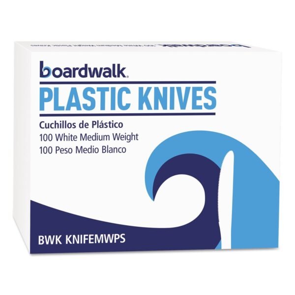 Boardwalk® Full Length Polystyrene Knives, White, 100 Knives (BWKKNIFEMWPSBX)