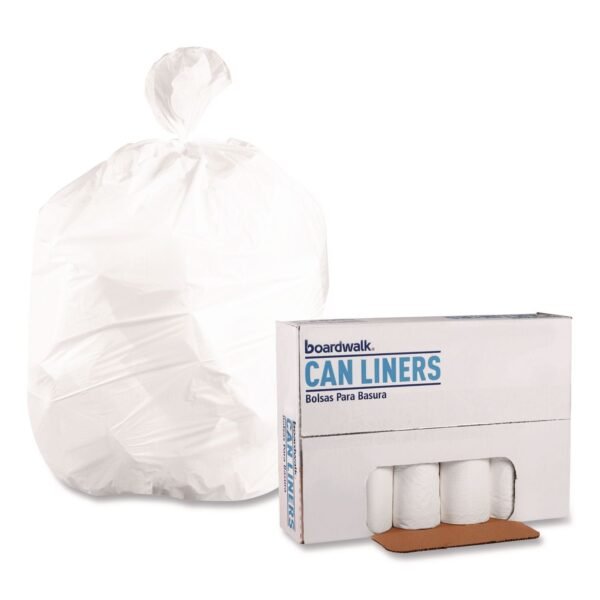 Boardwalk High-Density Can Liners, 30 gal, 10 mic, 30" x 36", Natural, Perforated Roll, 25 Bags/Roll, 20 Rolls/Carton (303613)