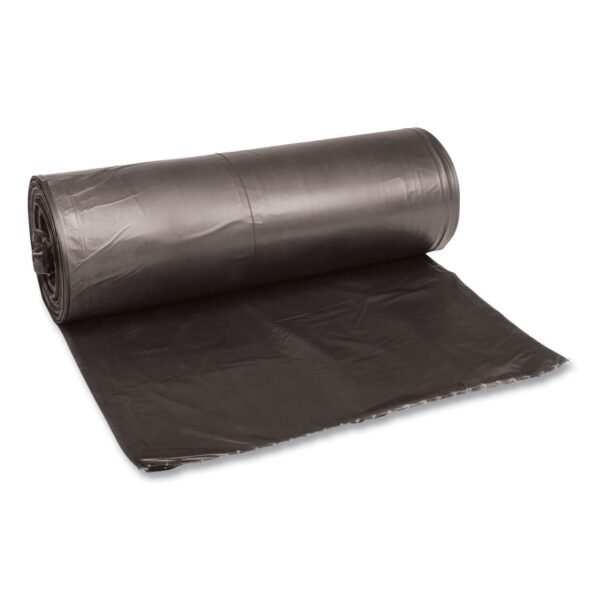 Boardwalk Low-Density Waste Can Liners, 60 gal, 0.65 mil, 38" x 58", Black, Perforated Roll, 25 Bags/Roll, 4 Rolls/Carton (BWK3858H)