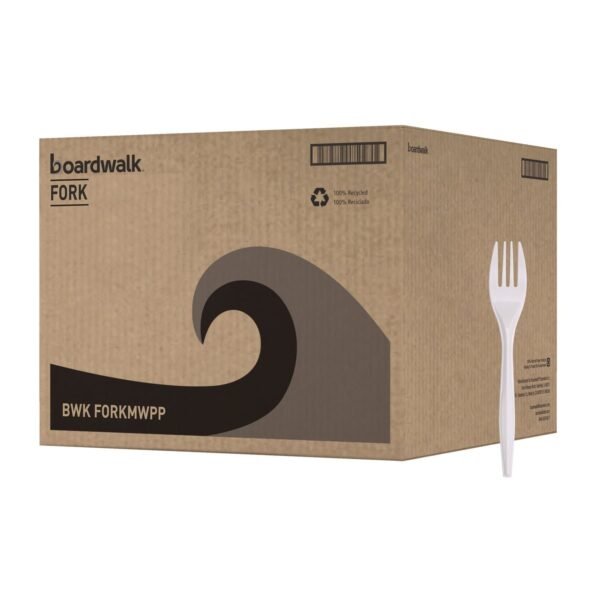 Boardwalk® Mediumweight Plastic Forks, White, 1000 Forks (BWKFORKMWPP)