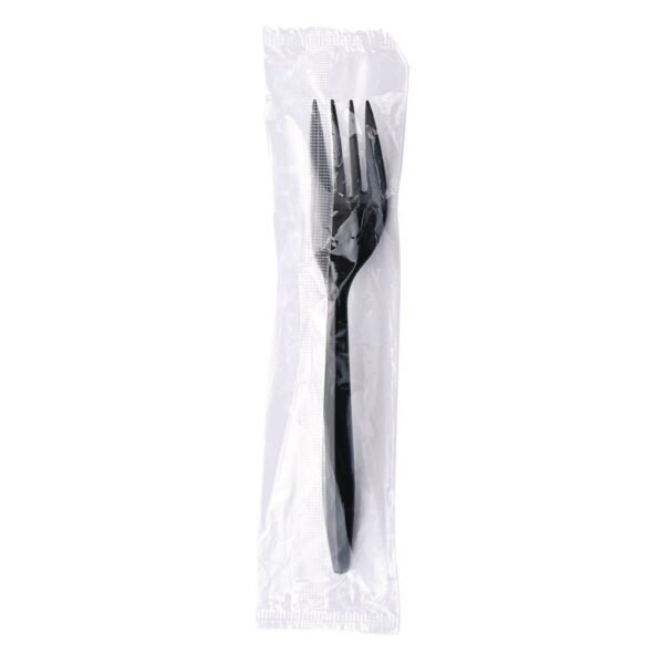 Boardwalk Mediumweight Wrapped Polypropylene Cutlery, Fork, Black, 1,000/Carton (BWKFORKBLPPIW)