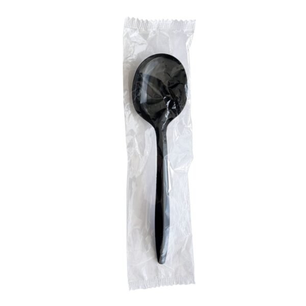 Boardwalk Mediumweight Wrapped Polypropylene Cutlery, Soup Spoon, Black, 1,000/Carton (BWKSOUPBLPPIW)