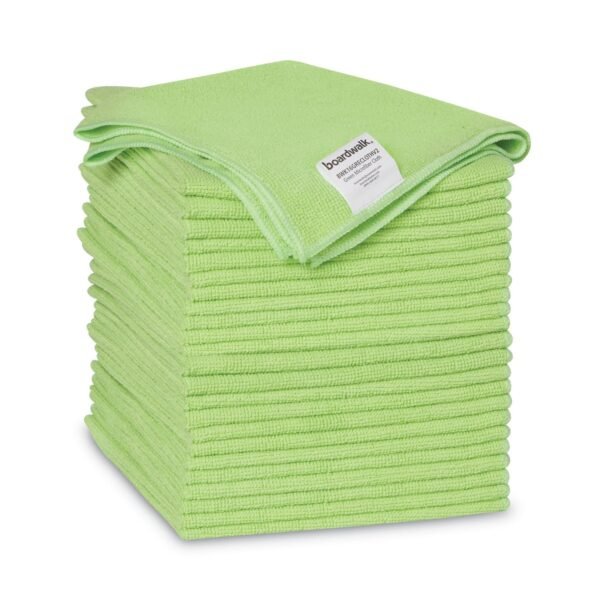 Boardwalk® Microfiber Cleaning Cloths, Green, 24 Cloths (BWK16GRECLOTHV2)