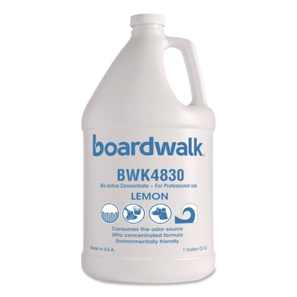Boardwalk Odor Eliminator Enzyme Plus Concentrate, Lemon Scent, 1 gal Jug, 4/Carton (4830)