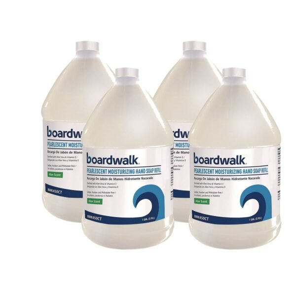 Boardwalk® Pearlescent Moisturizing Liquid Hand Soap Refill, Aloe Scent, 1 gal Bottle, 4/Carton (BWK450CT)