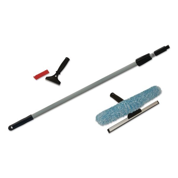 Boardwalk Window Cleaning Kit, 12" Wide Combo Washer/Squeegee, 8 ft Extension Pole, 4" Wide Scraper with 8" Handle (WINDOWKIT)