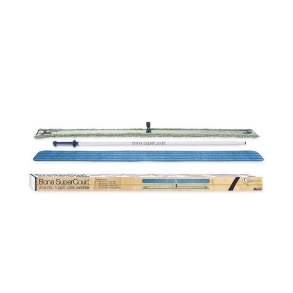 Bona SuperCourt Athletic Floor Care System, 60" Wide Microfiber Head, 66" Silver/Blue Aluminum Handle (WM710013471)
