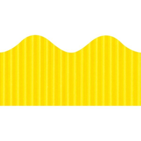 Bordette Decorative Border Rectangle with Scalloped Trim Shape - Pin-up - Fadeless - 4" Height x 2.25" Width x 600" Length - Canary - Paper - 1 Roll (37084)