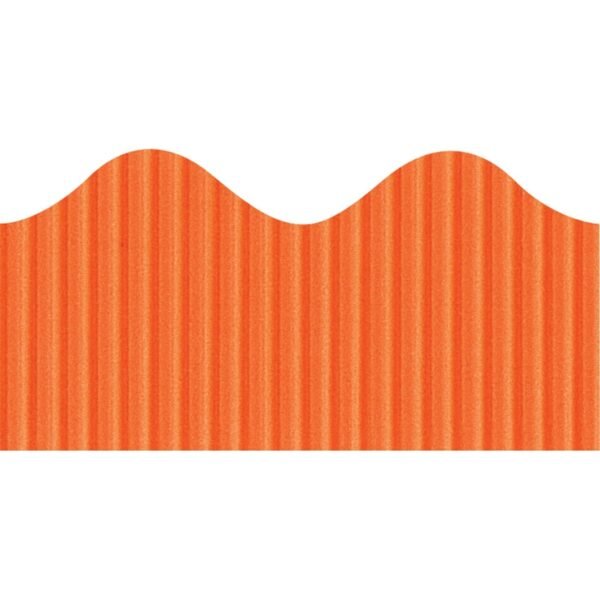 Bordette Decorative Border Rectangle with Scalloped Trim Shape - Pin-up - Fadeless - 4" Height x 2.25" Width x 600" Length - Orange - Paper - 1 Roll (37104)