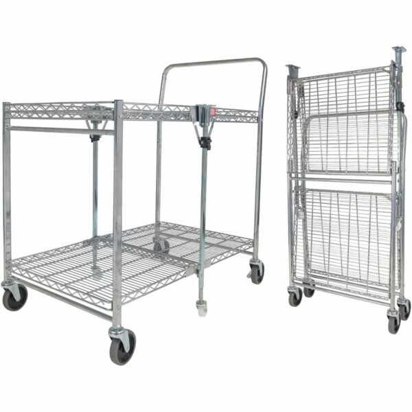 Bostitch Stowaway Utility Cart 2 Shelf - 250 lb Capacity - 4 Casters - 35" Width x 37.25" Depth x 22" Height - Chrome - 1 Each (BSACLGCR)