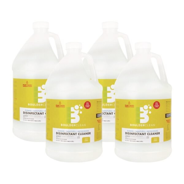 Boulder Clean Disinfectant Cleaner, Lemon Scent, 128 oz Bottle, 4/Carton (003137CT)