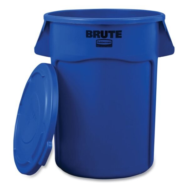 BRUTE Self-Draining Flat Top Lids, for 44-gal Round Brute Container, 24.5 dia, Blue, 4/Carton