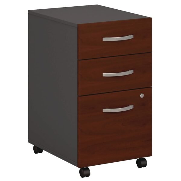Bush Series C Mobile Pedestal File, Left/Right, 3-Drawers: Box/Box/File, Legal/Letter/A4/A5, Cherry/Gray, 15.75" x 20.25" x 27.88" (WC24453SU)