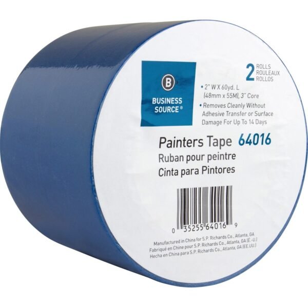Business Source Multisurface Painter's Tape 60 yd Length x 2" Width x 5.5 mil Thickness - Blue - 2 / Pack (BSN64016)