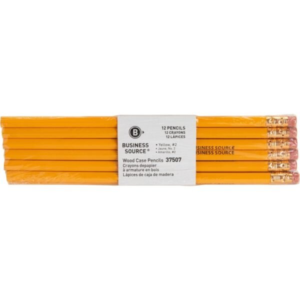 Business Source Woodcase No. 2 Pencils #2 - Yellow Wood Barrel - 1 Dozen (BSN37507)