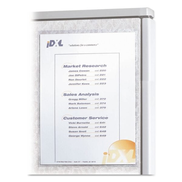 C-Line Cubicle Keepers Hook and Loop-Backed Display, 9.2 x 11.41, Velcro Mount, Clear, 2/Pack (38911)